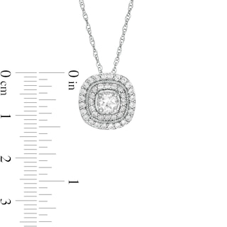 5.0 mm Lab-Created White Sapphire Double Cushion Frame Pendant in Sterling Silver|Peoples Jewellers