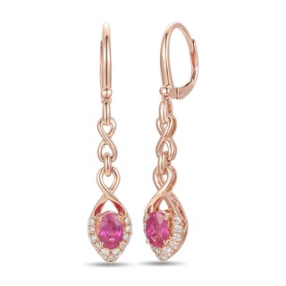 Le Vian® Oval Passion Ruby™ and Crème Brûlée Diamonds™ 0.24 CT. T.W. Diamond Drop Earrings in 14K Strawberry Gold™|Peoples Jewellers