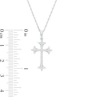 0.145 CT. T.W. Diamond Flared Cross Pendant in Sterling Silver|Peoples Jewellers