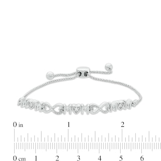 Diamond Accent Alternating "MOM" Infinity Bolo Bracelet in Sterling Silver - 9.5"|Peoples Jewellers