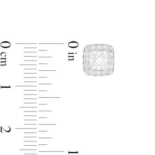 1.45 CT. T.W. Princess-Cut Diamond Frame Stud Earrings in 14K White Gold|Peoples Jewellers
