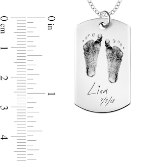 Engravable Print and Your Own Handwriting Dog Tag Pendant in Sterling Silver (1 Image and 4 Lines)|Peoples Jewellers