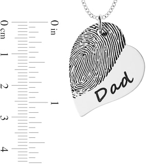 Engravable Print and Your Own Handwriting Tilted Heart Pendant in Sterling Silver (1 Image and 4 Lines)|Peoples Jewellers