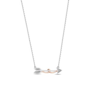 Hallmark Diamonds Inspiration 0.04 CT. T.W. Diamond Arrow Necklace in Sterling Silver and 10K Rose Gold|Peoples Jewellers