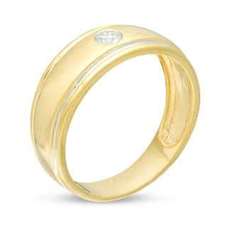 Men's 0.145 CT. Diamond Solitaire Wedding Band in 10K Two-Tone Gold|Peoples Jewellers