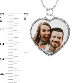 Engravable Photo Rope Frame Heart Pendant in 10K White, Yellow or Rose Gold (1 Image and 3 Lines)|Peoples Jewellers