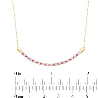 Alternating Ruby and 0.13 CT. T.W. Diamond Curved Bar Necklace in 10K Gold|Peoples Jewellers