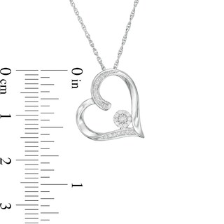 0.085 CT. T.W. Composite Diamond Tilted Heart Outline Pendant in Sterling Silver|Peoples Jewellers