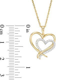 0.087 CT. T.W. Diamond Double Heart Pendant in 10K Gold|Peoples Jewellers