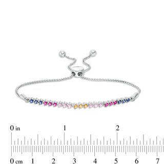 Lab-Created Multi-Colour Sapphire Bolo Bracelet in Sterling Silver - 9.5"|Peoples Jewellers