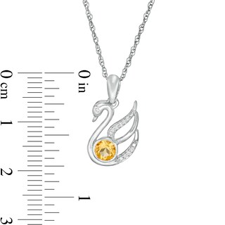 4.0mm Citrine and Diamond Accent Swan Pendant in Sterling Silver|Peoples Jewellers