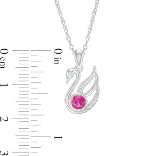 4.0mm Lab-Created Ruby and Diamond Accent Swan Pendant in Sterling Silver|Peoples Jewellers