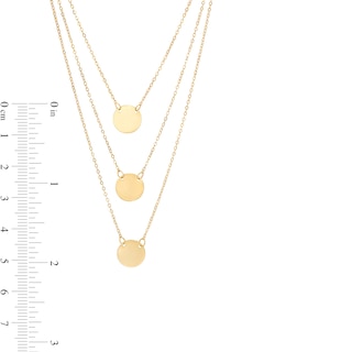 Italian Gold Polished Disc Triple Strand Necklace in 14K Gold|Peoples Jewellers