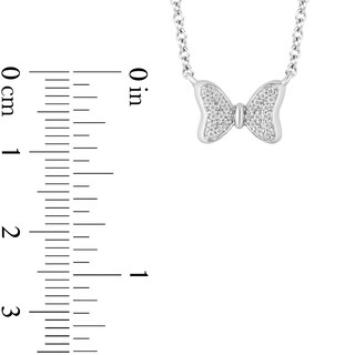Mickey Mouse & Minnie Mouse 0.085 CT. T.W. Diamond Bow Necklace in Sterling Silver|Peoples Jewellers