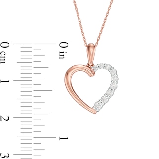0.18 CT. T.W. Diamond Heart Outline Pendant in 10K Rose Gold|Peoples Jewellers