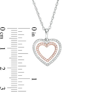 0.23 CT. T.W. Diamond Double Heart Pendant in Sterling Silver and 10K Rose Gold|Peoples Jewellers