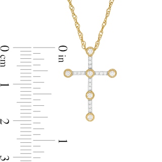 0.145 CT. T.W. Diamond Vintage-Style Cross Pendant in 10K Two-Tone Gold|Peoples Jewellers