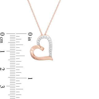 0.085 CT. T.W. Diamond Tilted Heart Pendant in 10K Rose Gold|Peoples Jewellers