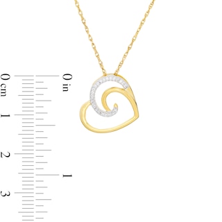 0.04 CT. T.W. Diamond Swirl Tilted Heart Pendant in 10K Gold|Peoples Jewellers