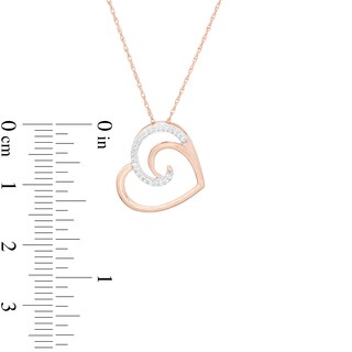 0.04 CT. T.W. Diamond Swirl Tilted Heart Pendant in 10K Rose Gold|Peoples Jewellers