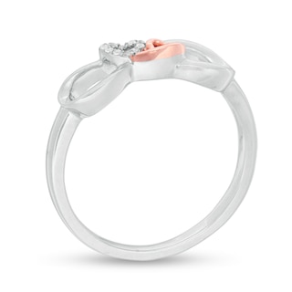 Diamond Accent Double Heart Infinity Ring in Sterling Silver and 14K Rose Gold Plate|Peoples Jewellers