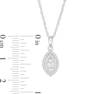 0.25 CT. T.W. Baguette and Round Diamond Double Marquise Frame Pendant in 10K White Gold|Peoples Jewellers