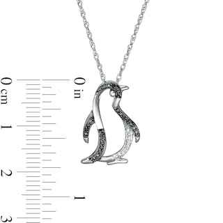 0.04 CT. T.W. Enhanced Black and White Diamond Penguin Pendant in Sterling Silver|Peoples Jewellers