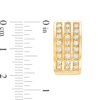 1.00 CT. T.W. Diamond Multi-Row Huggie Hoop Earrings in Sterling Silver with 14K Gold Plate|Peoples Jewellers
