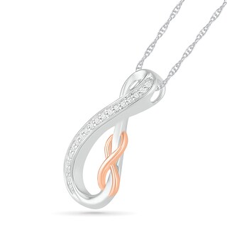 0.085 CT. T.W. Diamond Double Infinity Loop Pendant in Sterling Silver and 10K Rose Gold|Peoples Jewellers