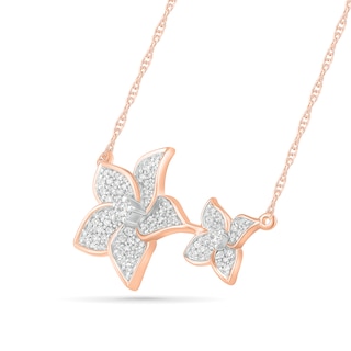 0.23 CT. T.W. Diamond Flower Necklace in 10K Rose Gold|Peoples Jewellers