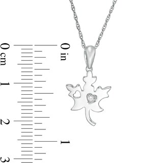 Diamond Accent Solitaire Maple Leaf Pendant in Sterling Silver|Peoples Jewellers
