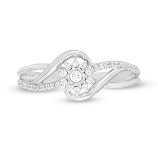 0.16 CT. T.W. Diamond Bypass Twist Shank Promise Ring in 10K White Gold|Peoples Jewellers
