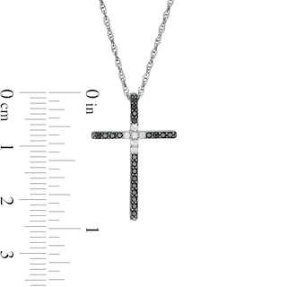 0.20 CT. T.W. Enhanced Black and White Diamond Cross Pendant in Sterling Silver|Peoples Jewellers