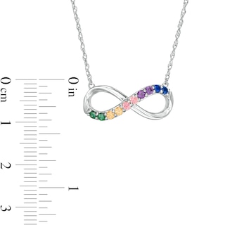 Simulated Multi-Colour Sapphire Duos Infinity Necklace in Sterling Silver|Peoples Jewellers