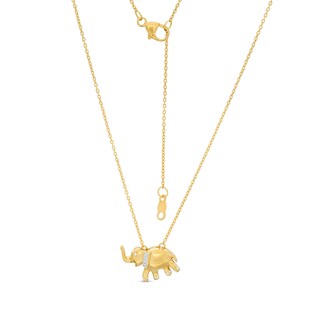 Diamond Accent Elephant Pendant in Sterling Silver with 14K Gold Plate|Peoples Jewellers