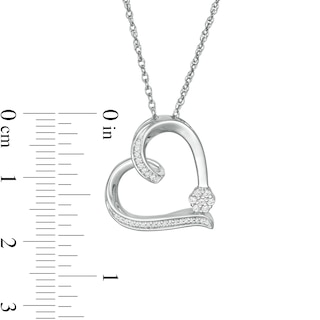 0.10 CT. T.W. Diamond Tilted Heart Pendant in Sterling Silver|Peoples Jewellers