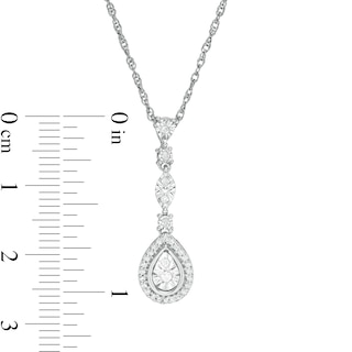 0.12 CT. T.W. Diamond Pear-Shaped Frame Drop Pendant in Sterling Silver|Peoples Jewellers