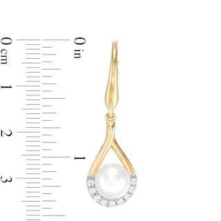 7.0mm Button Freshwater Cultured Pearl and Lab-Created White Sapphire Earrings in Sterling Silver with 14K Gold Plate|Peoples Jewellers