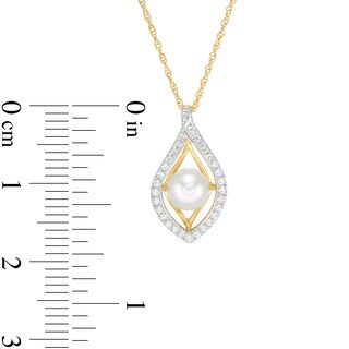 5.0-5.5mm Freshwater Cultured Pearl and White Topaz Double Teardrop Pendant in 10K Gold|Peoples Jewellers