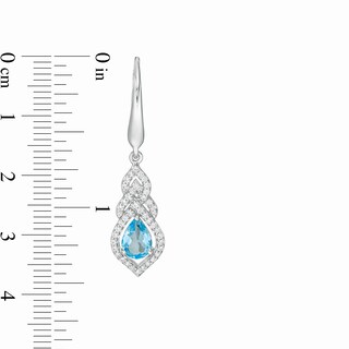 Pear-Shaped Lab-Created Blue Quartz and White Sapphire Interwoven Drop Earrings in Sterling Silver|Peoples Jewellers