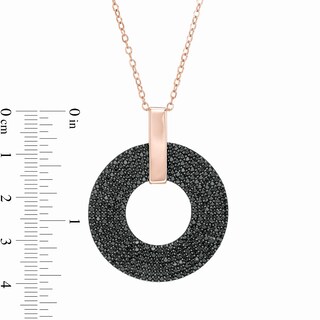 Black Spinel Multi-Row Circle Drop Pendant in Sterling Silver with 18K Rose Gold Plate|Peoples Jewellers
