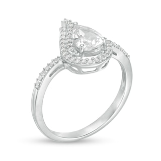 Pear-Shaped Lab-Created White Sapphire Flame Ring in Sterling Silver|Peoples Jewellers