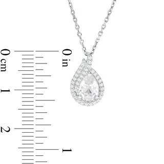 Pear-Shaped Lab-Created White Sapphire Flame Pendant in Sterling Silver|Peoples Jewellers
