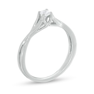 0.13 CT. Diamond Solitaire Crossover Shank Promise Ring in 10K White Gold|Peoples Jewellers