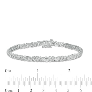 1.00 CT. T.W. Diamond Twist Link Alternating Bracelet in 10K White Gold|Peoples Jewellers