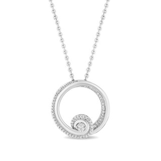 Hallmark Diamonds Gratitude 0.145 CT. T.W. Diamond Swirled Circle Pendant in Sterling Silver|Peoples Jewellers