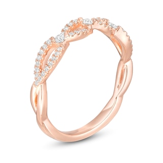 0.25 CT. T.W. Diamond Twist Shank Anniversary Band in 10K Rose Gold|Peoples Jewellers