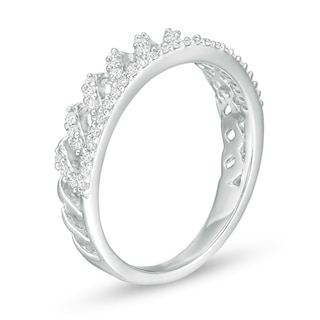 0.23 CT. T.W. Diamond Double Row Twist Shank Anniversary Band in 10K White Gold|Peoples Jewellers
