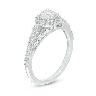 1.00 CT. T.W. Certified Canadian Diamond Frame Split Shank Engagement Ring in 14K White Gold (I/I2)|Peoples Jewellers