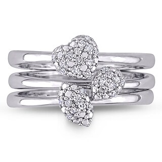 0.15 CT. T.W. Diamond Three Piece Stackable Ring Set in Sterling Silver|Peoples Jewellers